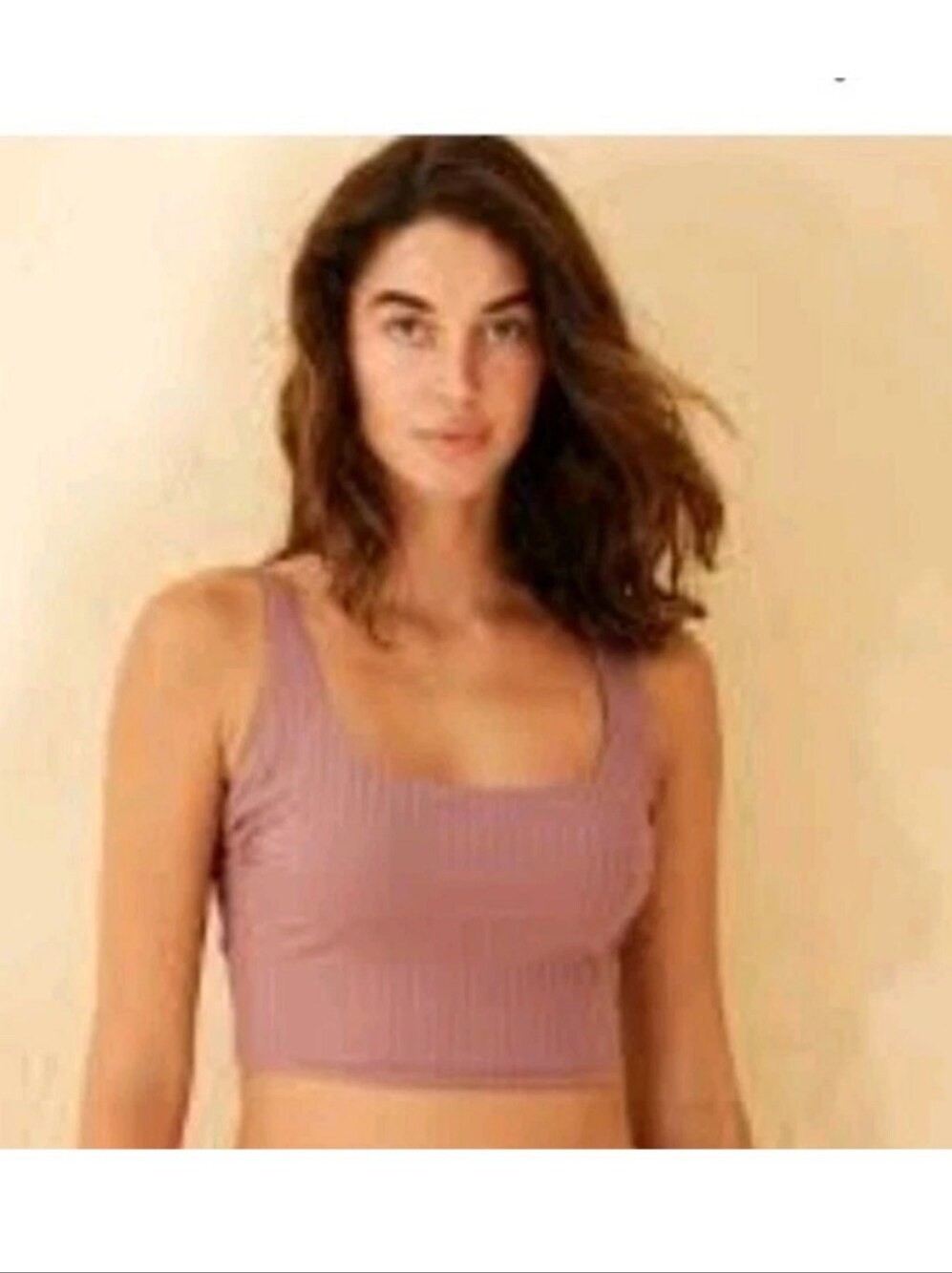 Shade And Shore Ribbed Tankini Top Mauve Stretch Size XL NWT Square Cut Cropped